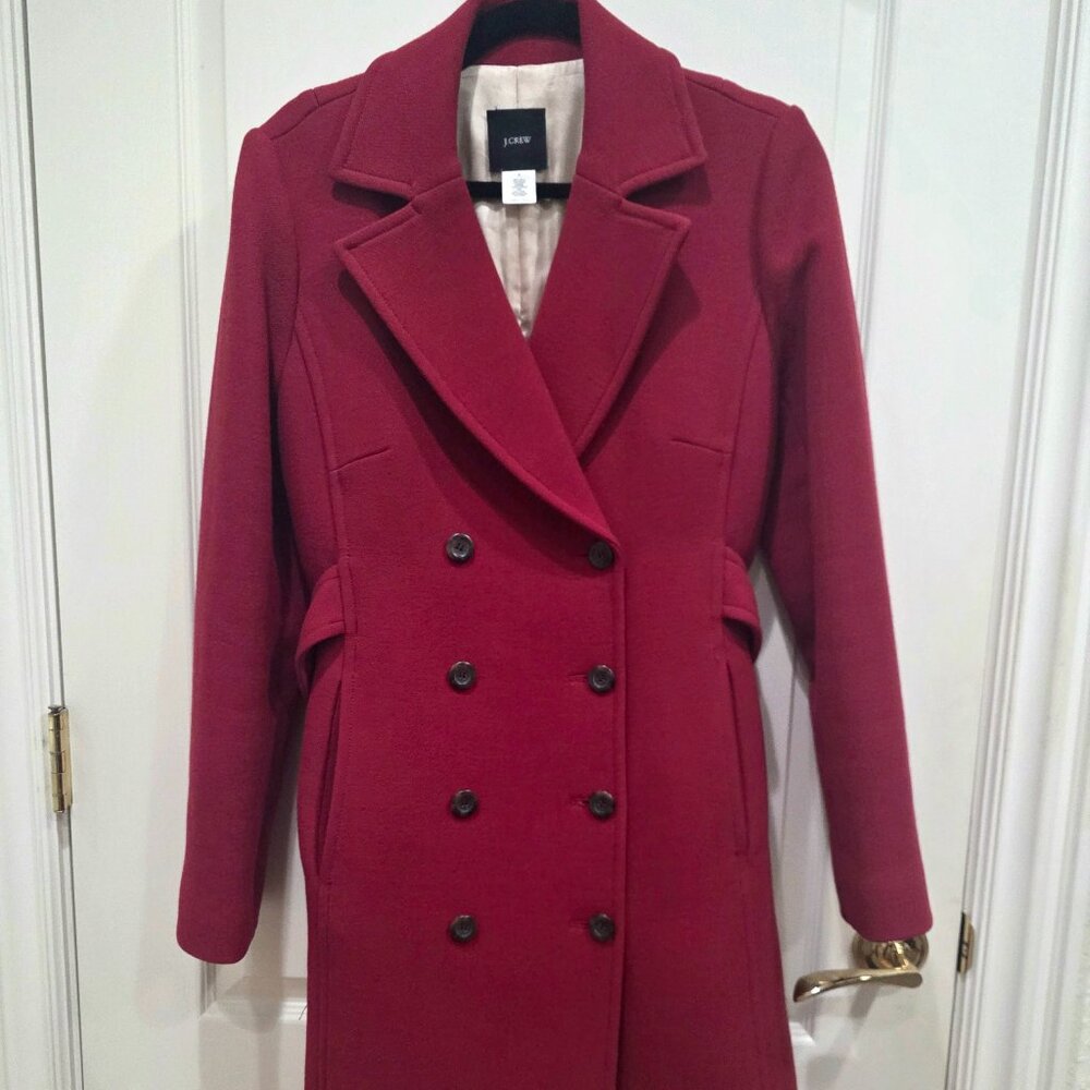 J. Crew Red Pea Trench Coat